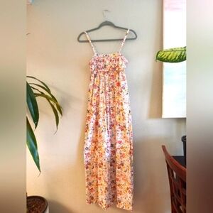 True Craft 100% Cotton Smocked Babydoll Pastel Floral Coquette Girl Maxi Dress